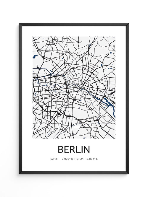 Berlin Stadtplan Schwarz Weiß