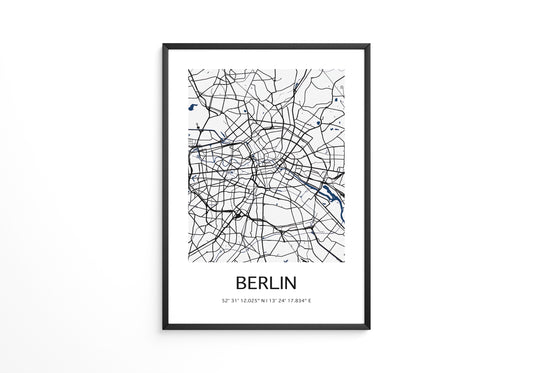 Berlin Stadtplan Schwarz Weiß