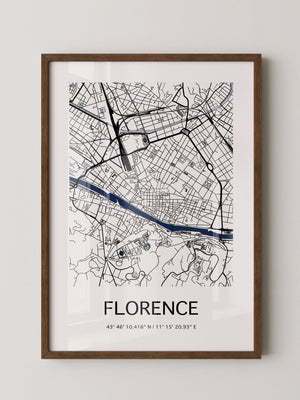 Florenz Stadtplan Schwarz Weiß
