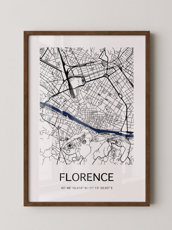 Florenz Stadtplan Schwarz Weiß