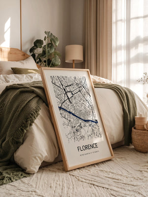 Florenz Stadtplan Schwarz Weiß