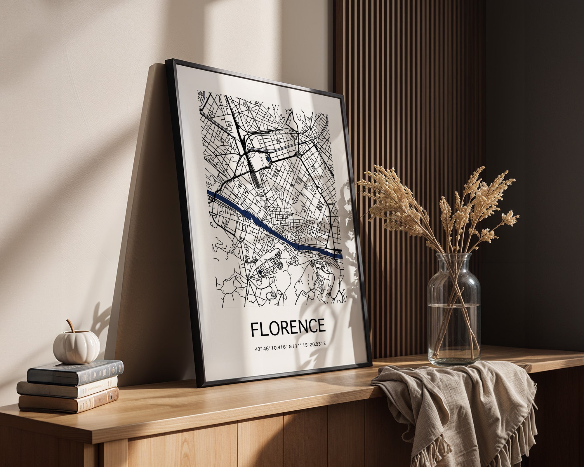 Florenz Stadtplan Schwarz Weiß