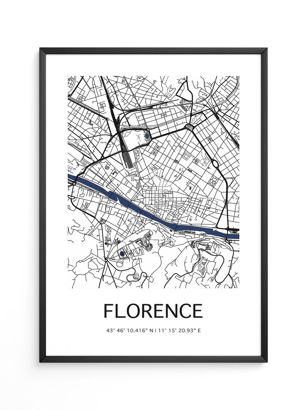 Florenz Stadtplan Schwarz Weiß