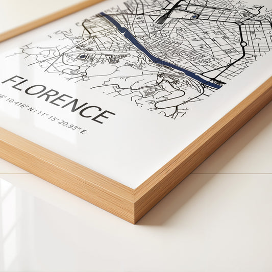 Florenz Stadtplan Schwarz Weiß