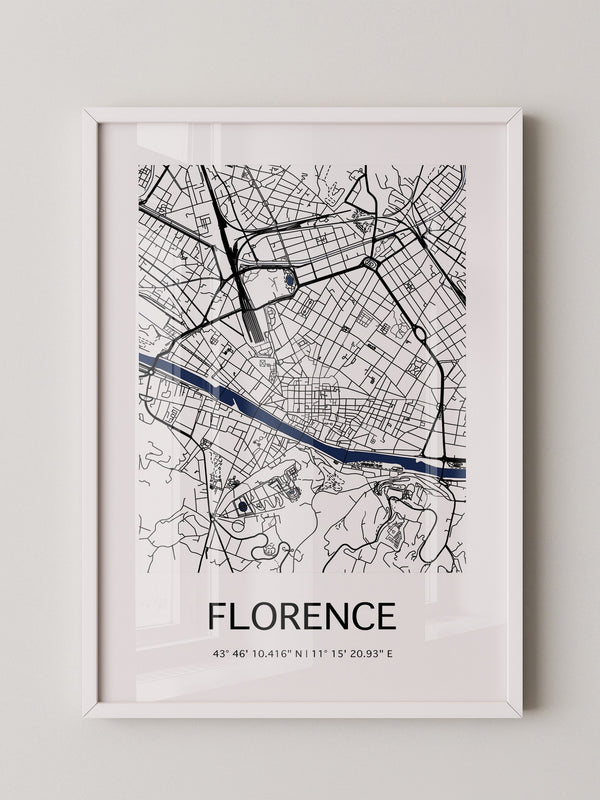 Florenz Stadtplan Schwarz Weiß
