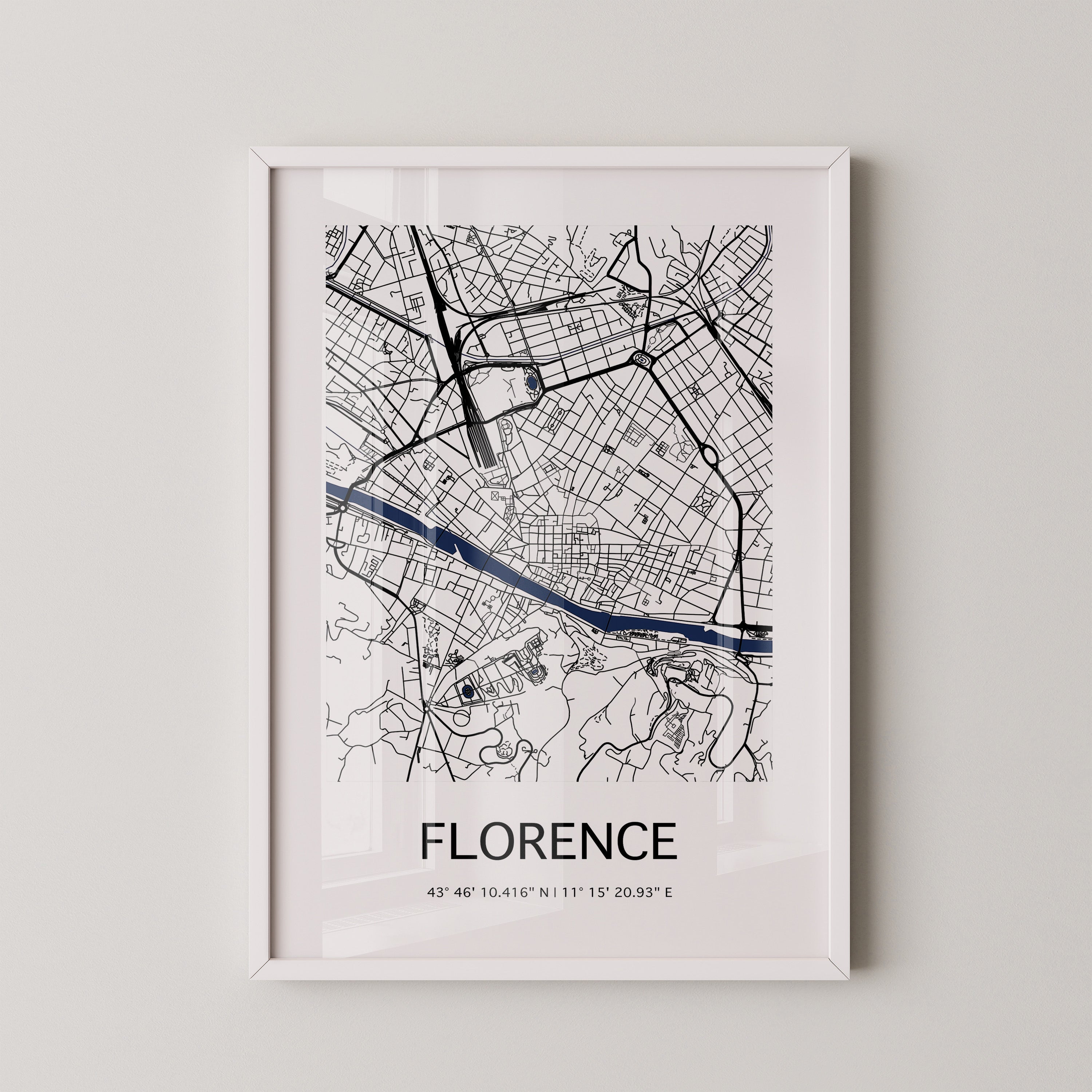 Florenz Stadtplan Schwarz Weiß