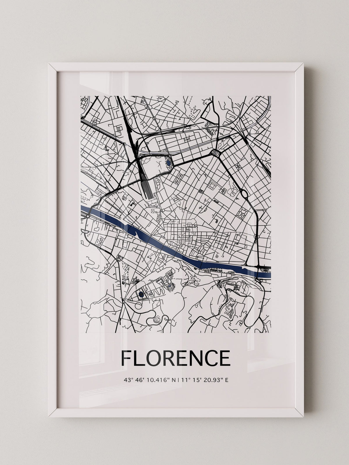 Florenz Stadtplan Schwarz Weiß