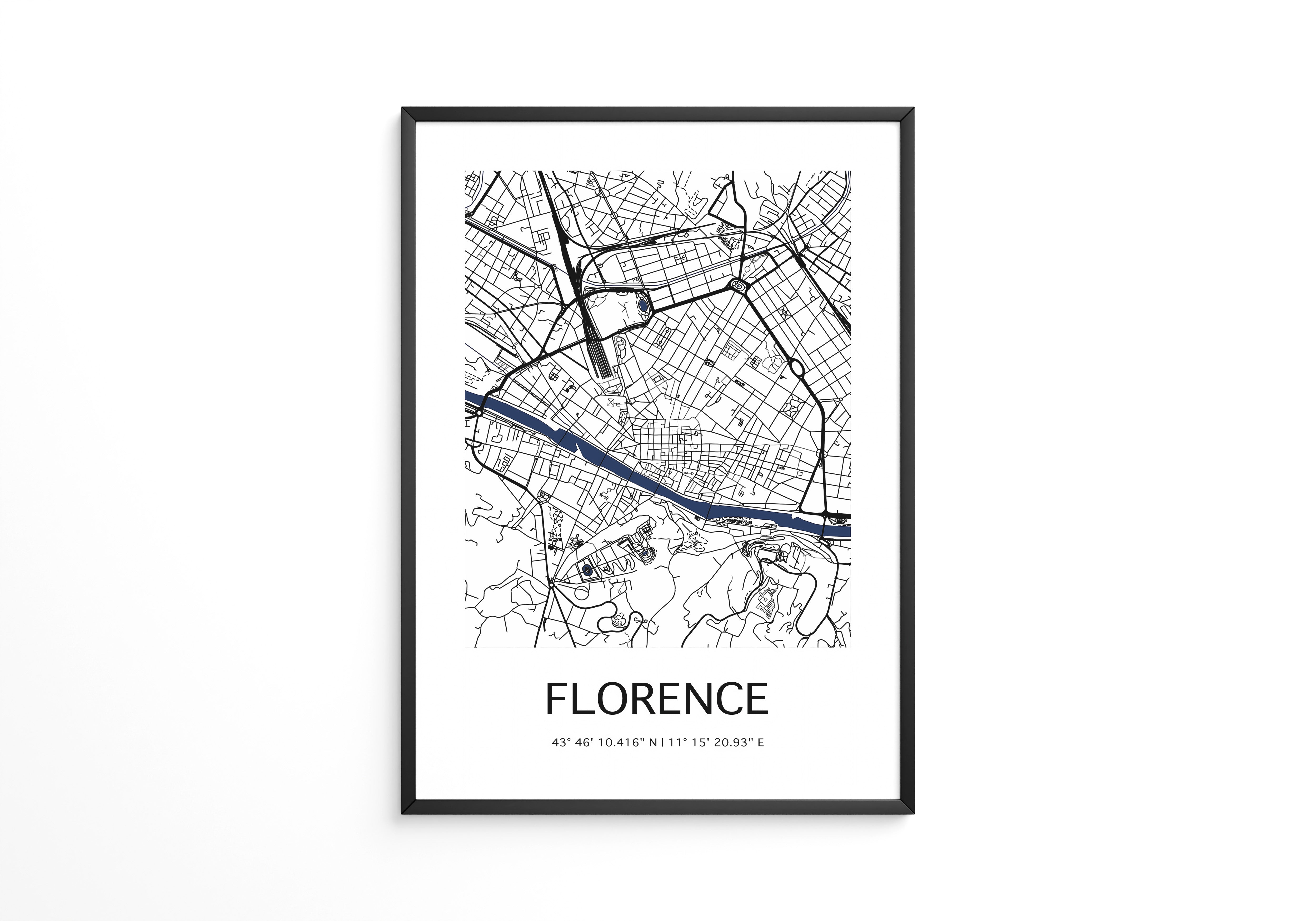 Florenz Stadtplan Schwarz Weiß