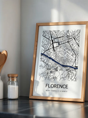 Florenz Stadtplan Schwarz Weiß
