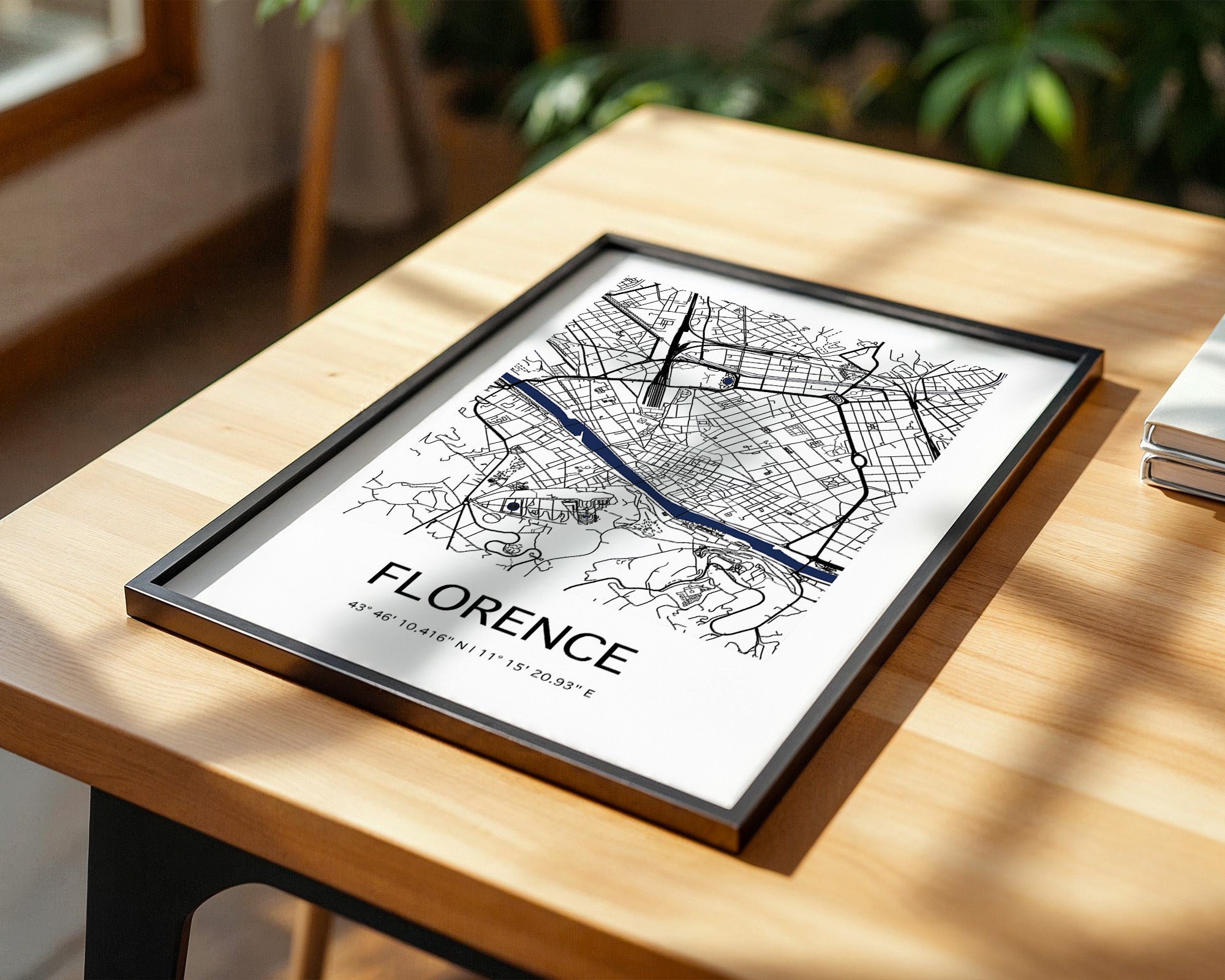 Florenz Stadtplan Schwarz Weiß