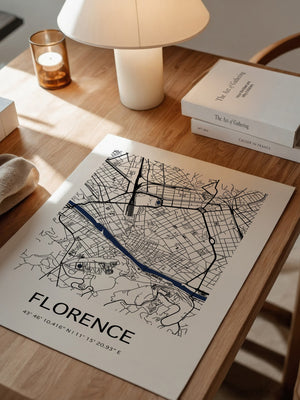 Florenz Stadtplan Schwarz Weiß