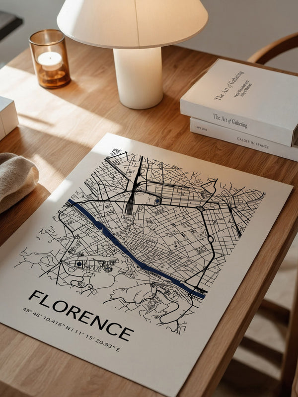 Florenz Stadtplan Schwarz Weiß