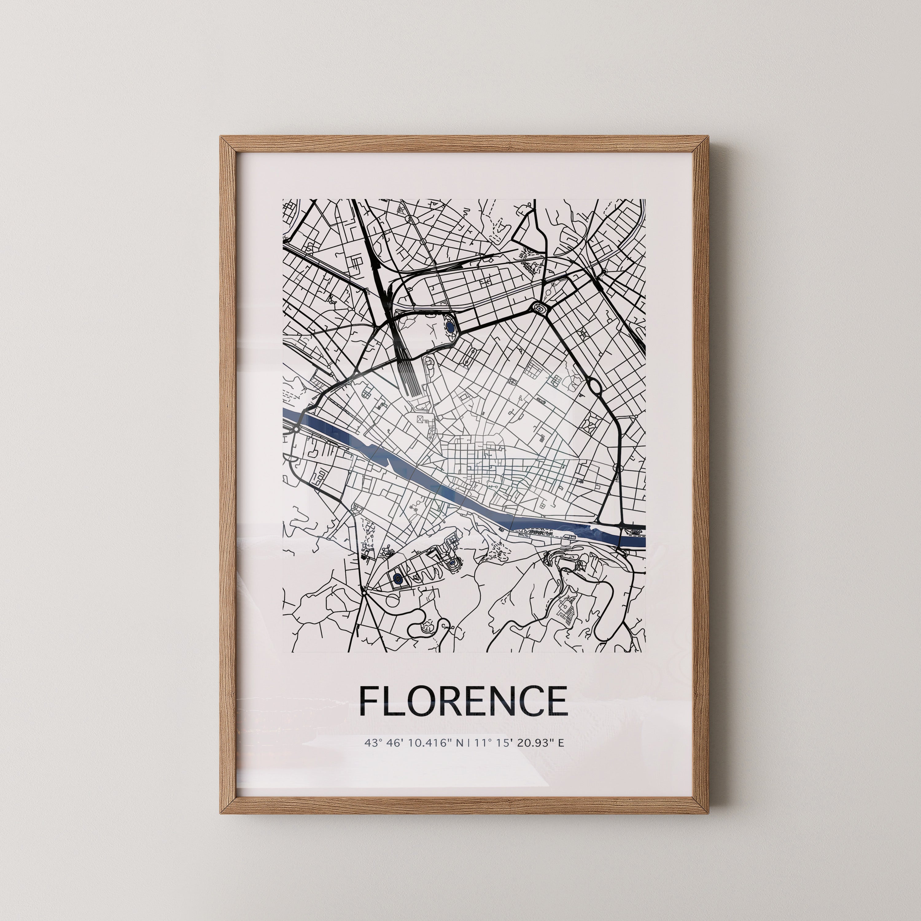 Florenz Stadtplan Schwarz Weiß