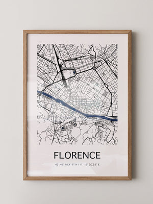 Florenz Stadtplan Schwarz Weiß