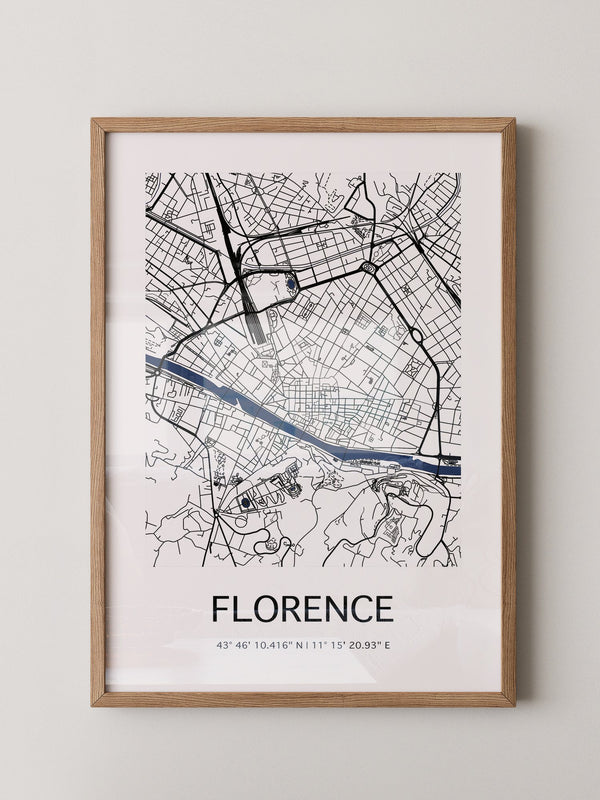 Florenz Stadtplan Schwarz Weiß