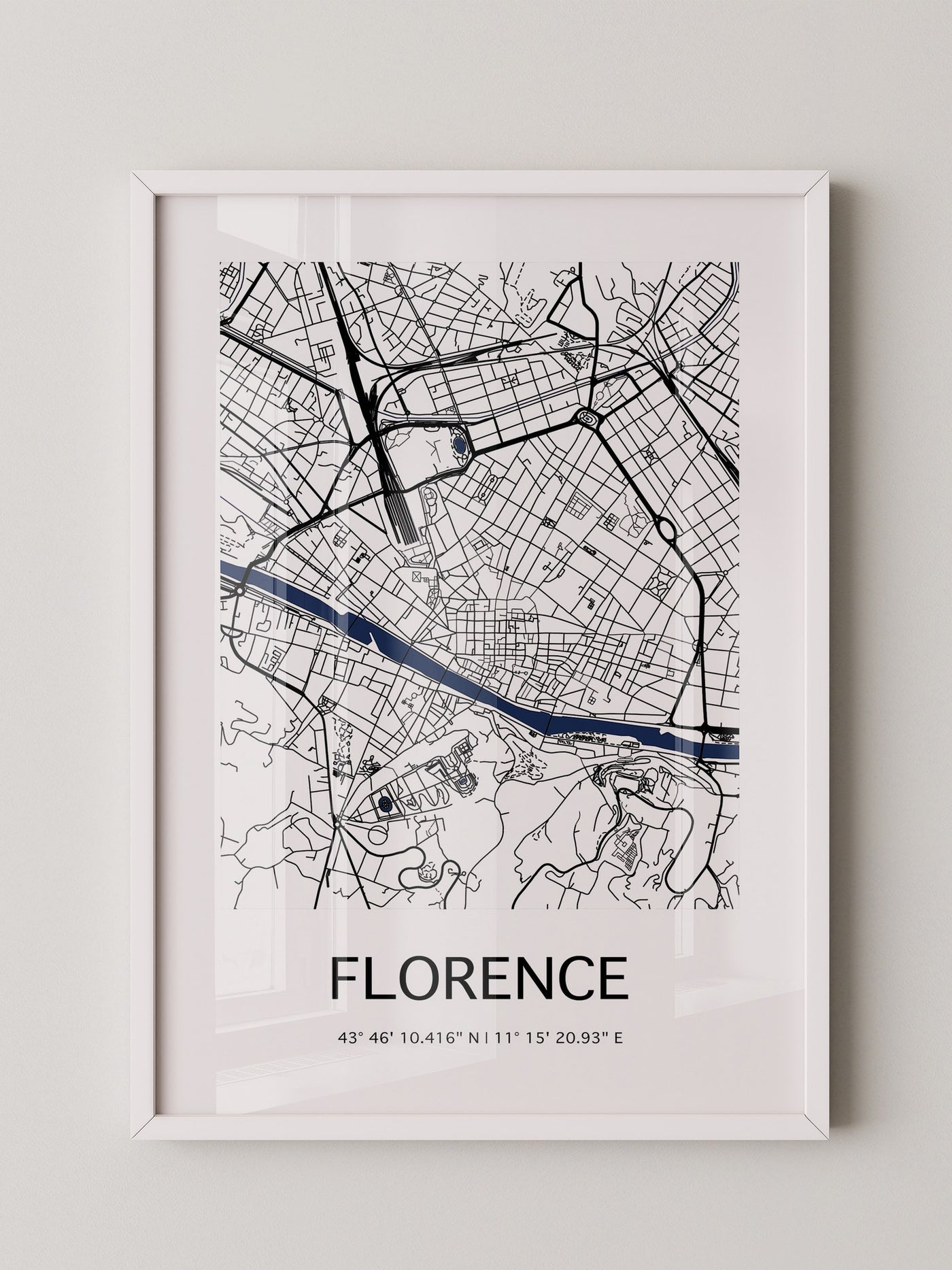 Florenz Stadtplan Schwarz Weiß