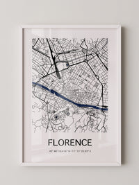 Florenz Stadtplan Schwarz Weiß