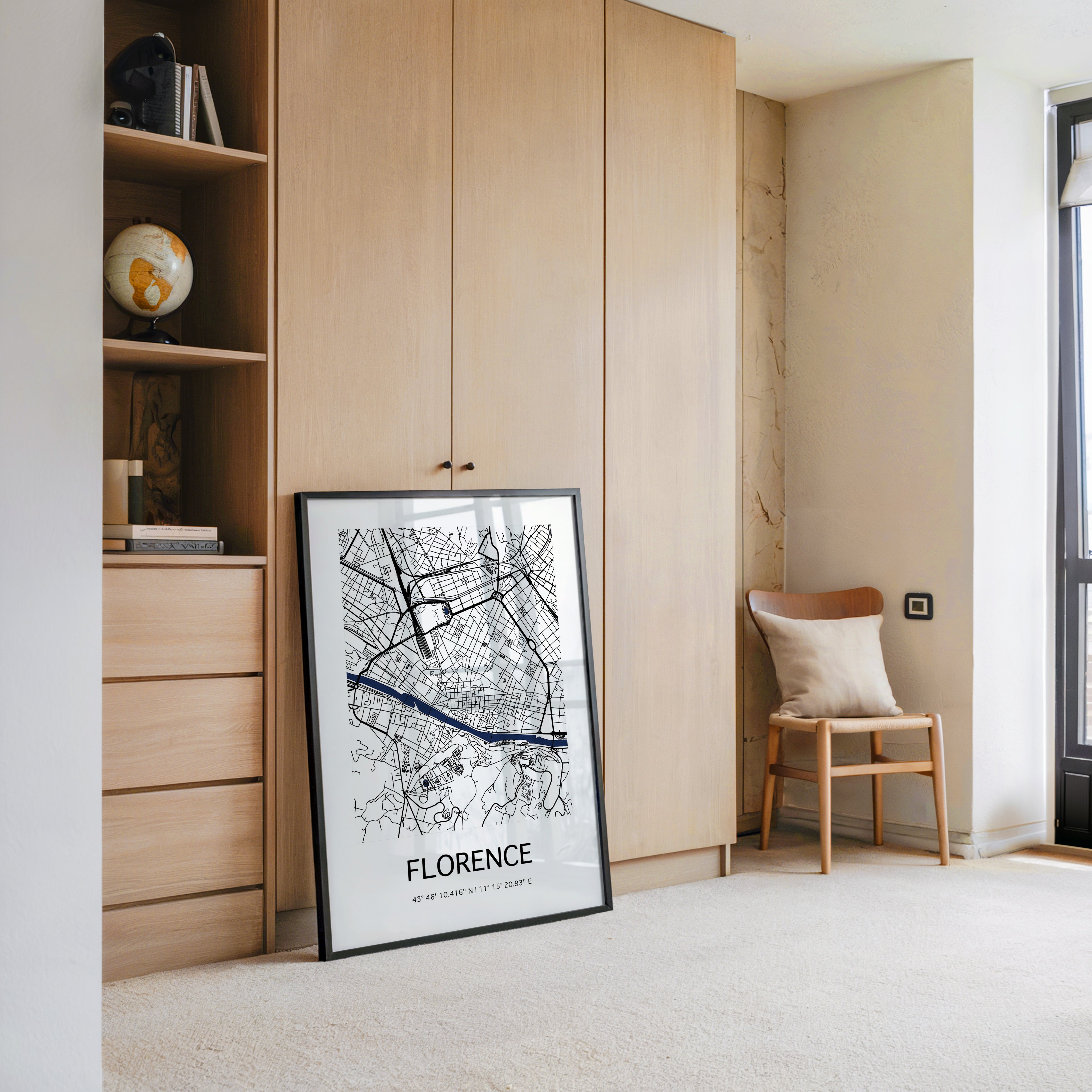 Florenz Stadtplan Schwarz Weiß