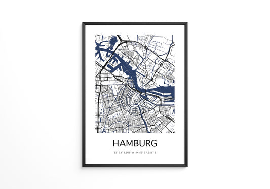 Hamburg Stadtplan minimalistisch