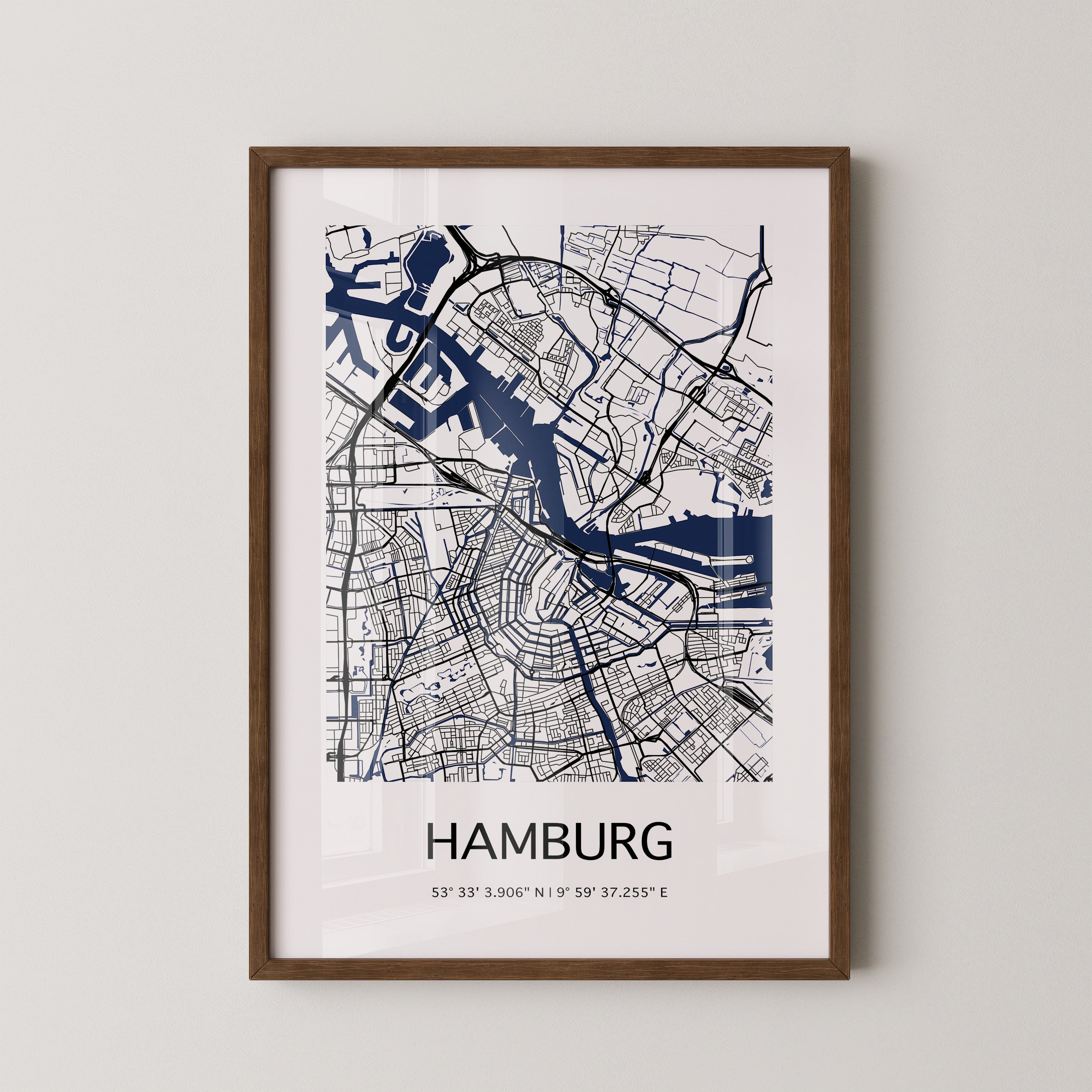Hamburg Stadtplan minimalistisch