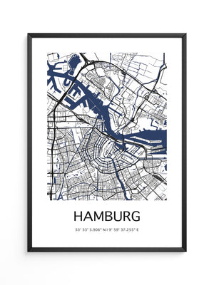 Hamburg Stadtplan minimalistisch