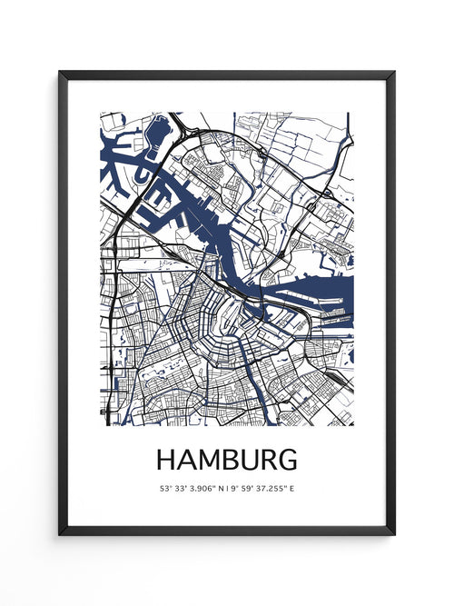 Hamburg Stadtplan minimalistisch