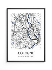 Köln Stadtplan Blau Linien