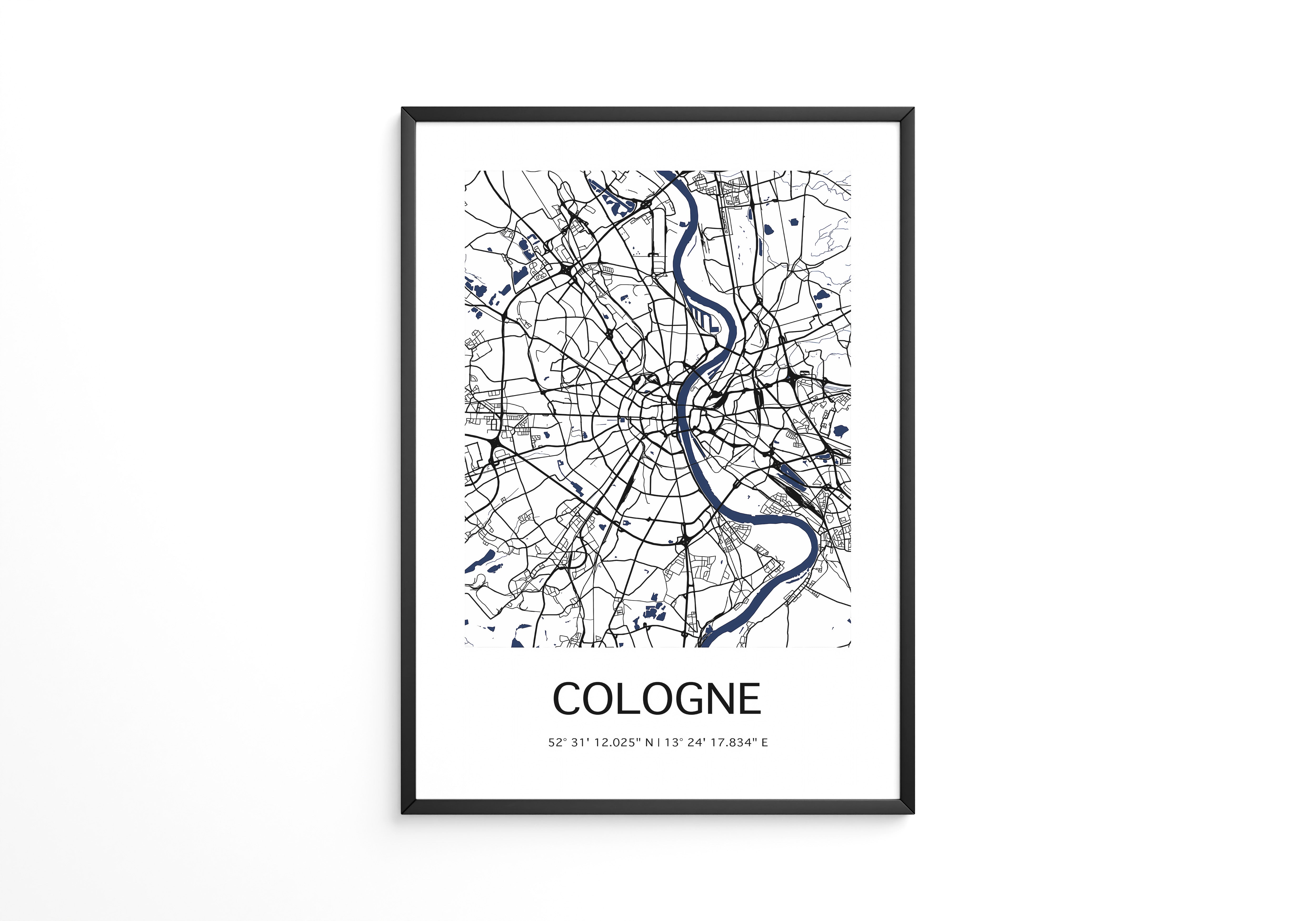 Köln Stadtplan Blau Linien