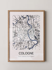 Köln Stadtplan Blau Linien