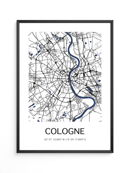 Köln Stadtplan Blau Linien