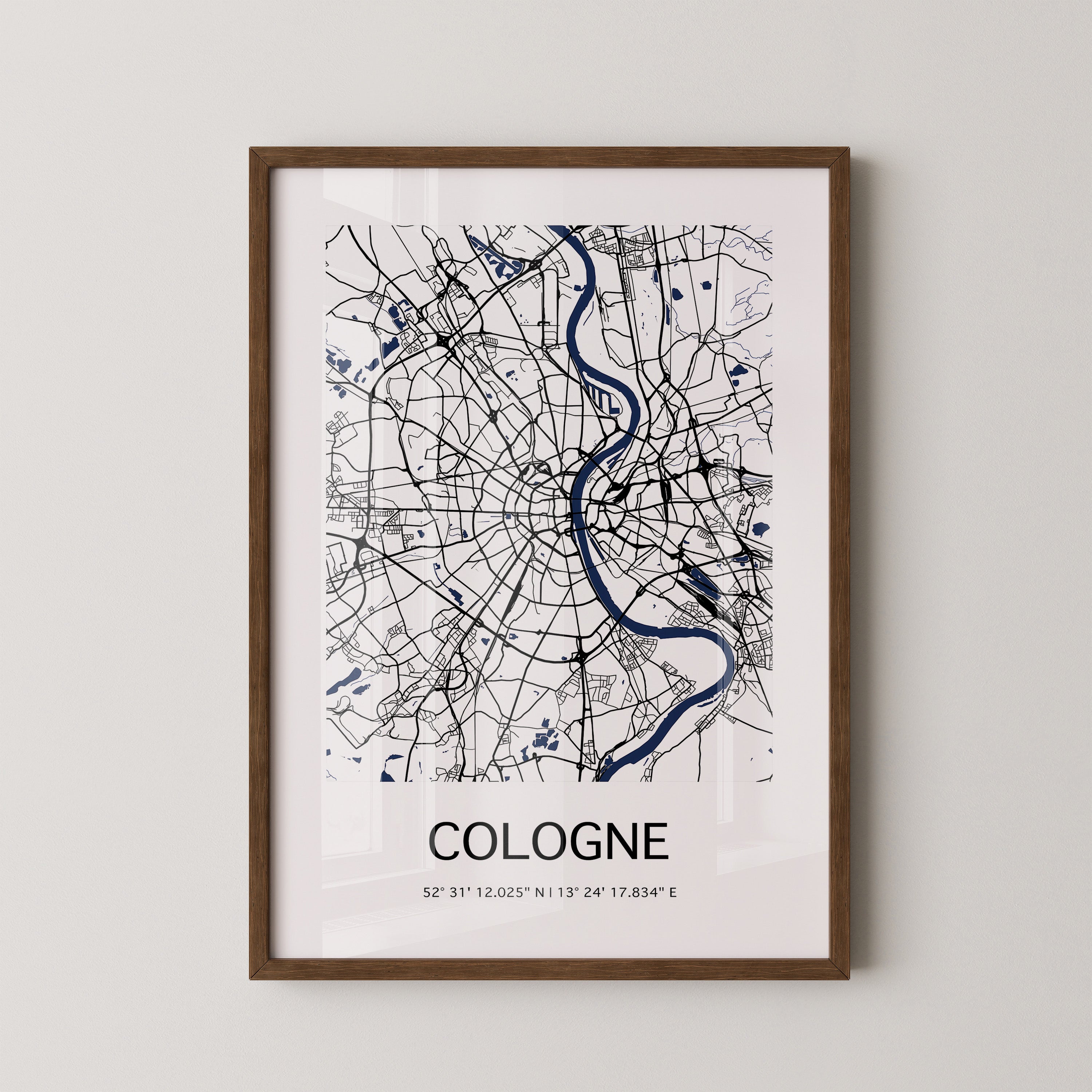 Köln Stadtplan Blau Linien