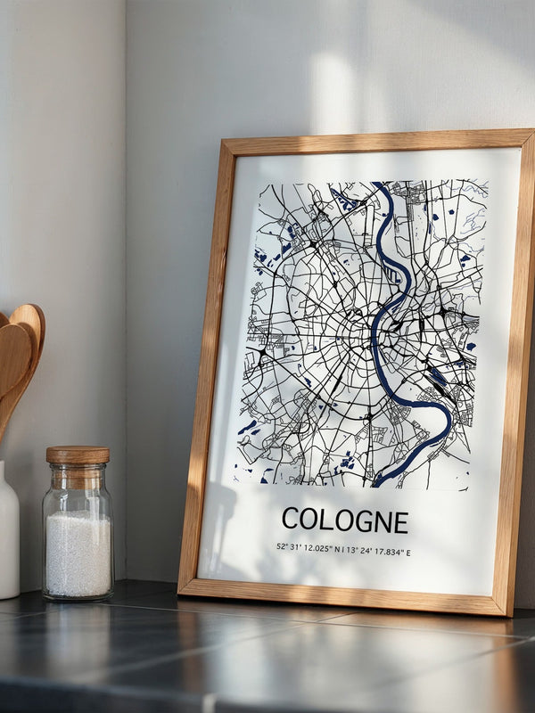Köln Stadtplan Blau Linien