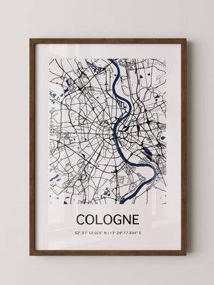 Köln Stadtplan Blau Linien