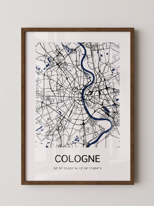 Köln Stadtplan Blau Linien