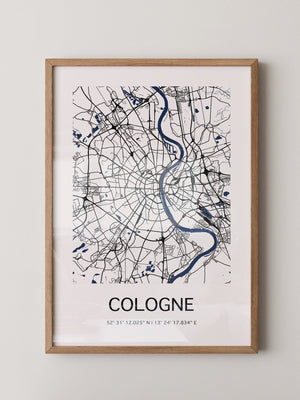 Köln Stadtplan Blau Linien
