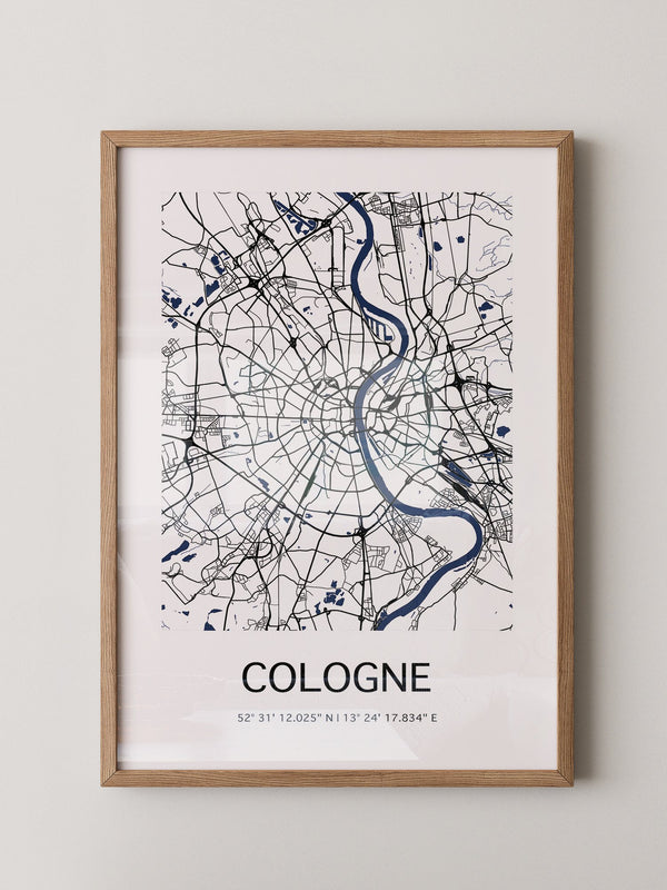 Köln Stadtplan Blau Linien