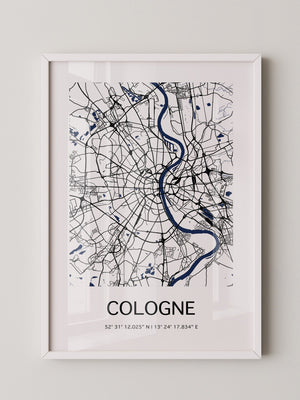 Köln Stadtplan Blau Linien