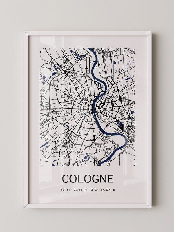 Köln Stadtplan Blau Linien