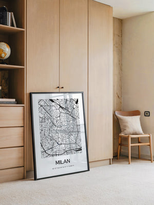 Mailand Stadtplan Schwarz-Weiß