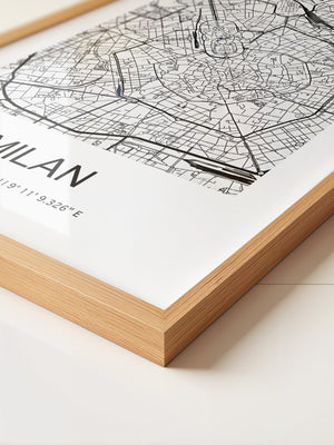 Mailand Stadtplan Schwarz-Weiß
