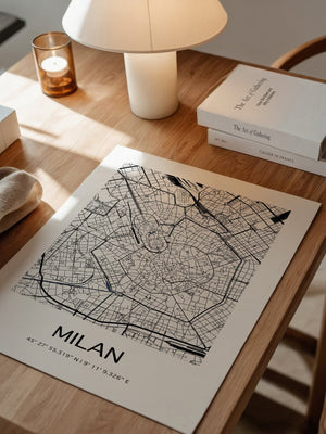 Mailand Stadtplan Schwarz-Weiß
