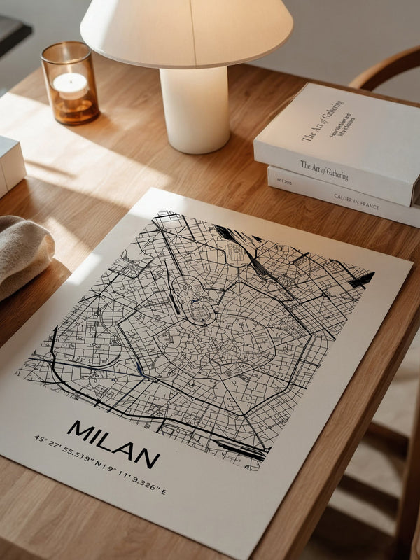 Mailand Stadtplan Schwarz-Weiß