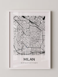 Mailand Stadtplan Schwarz-Weiß