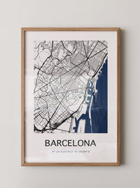 Barcelona Stadtkarte Blau Weiß