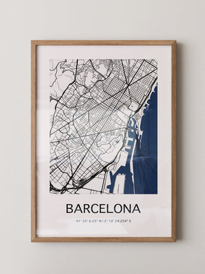 Barcelona Stadtkarte Blau Weiß