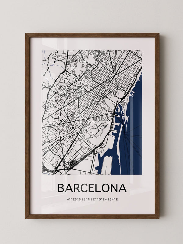 Barcelona Stadtkarte Blau Weiß