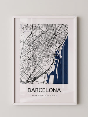 Barcelona Stadtkarte Blau Weiß