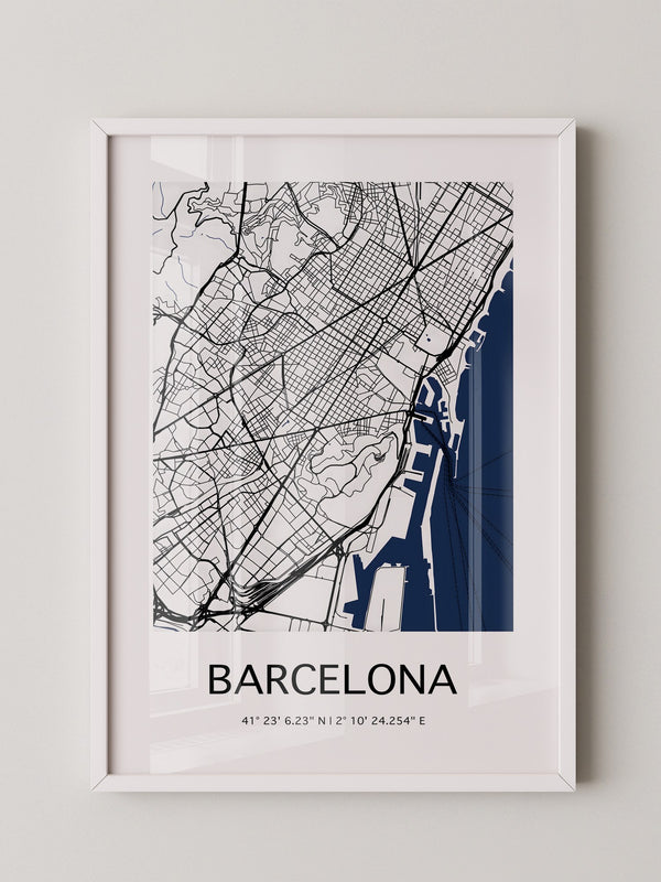 Barcelona Stadtkarte Blau Weiß