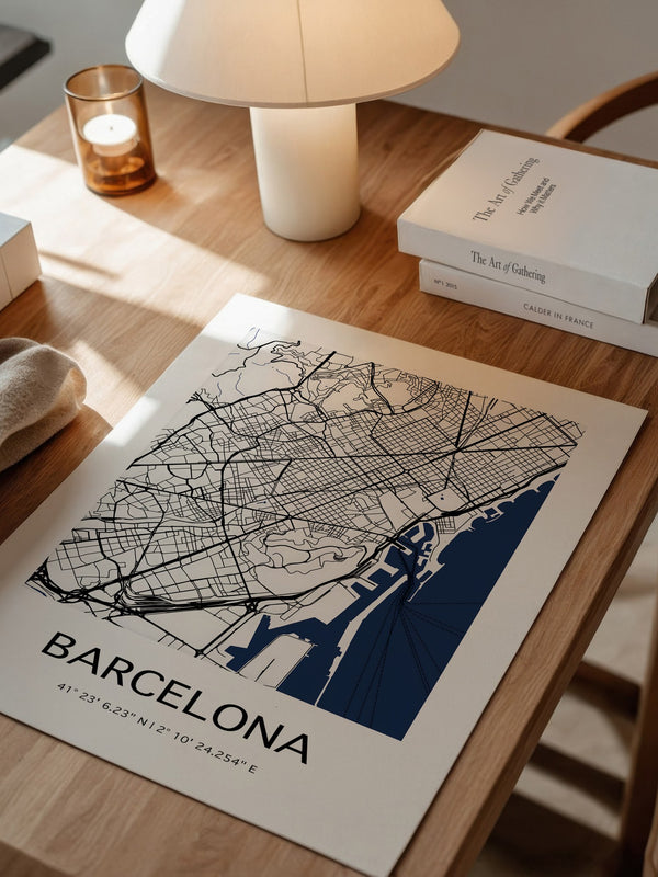 Barcelona Stadtkarte Blau Weiß