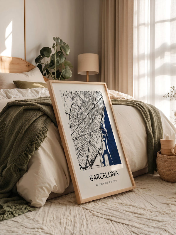 Barcelona Stadtkarte Blau Weiß